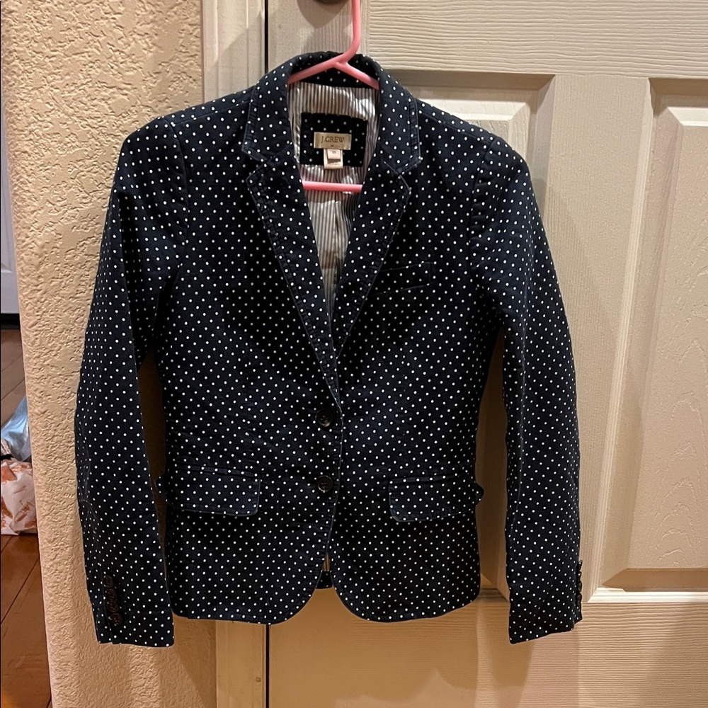 J. Crew  Factory Women's Navy Polka Dot Blazer